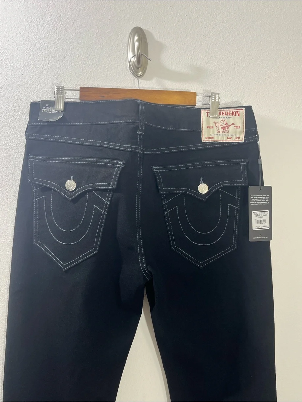 True Religion Ricky SN Flap Relaxed Straight Jeans Men’s 34 34x32 Black NWT